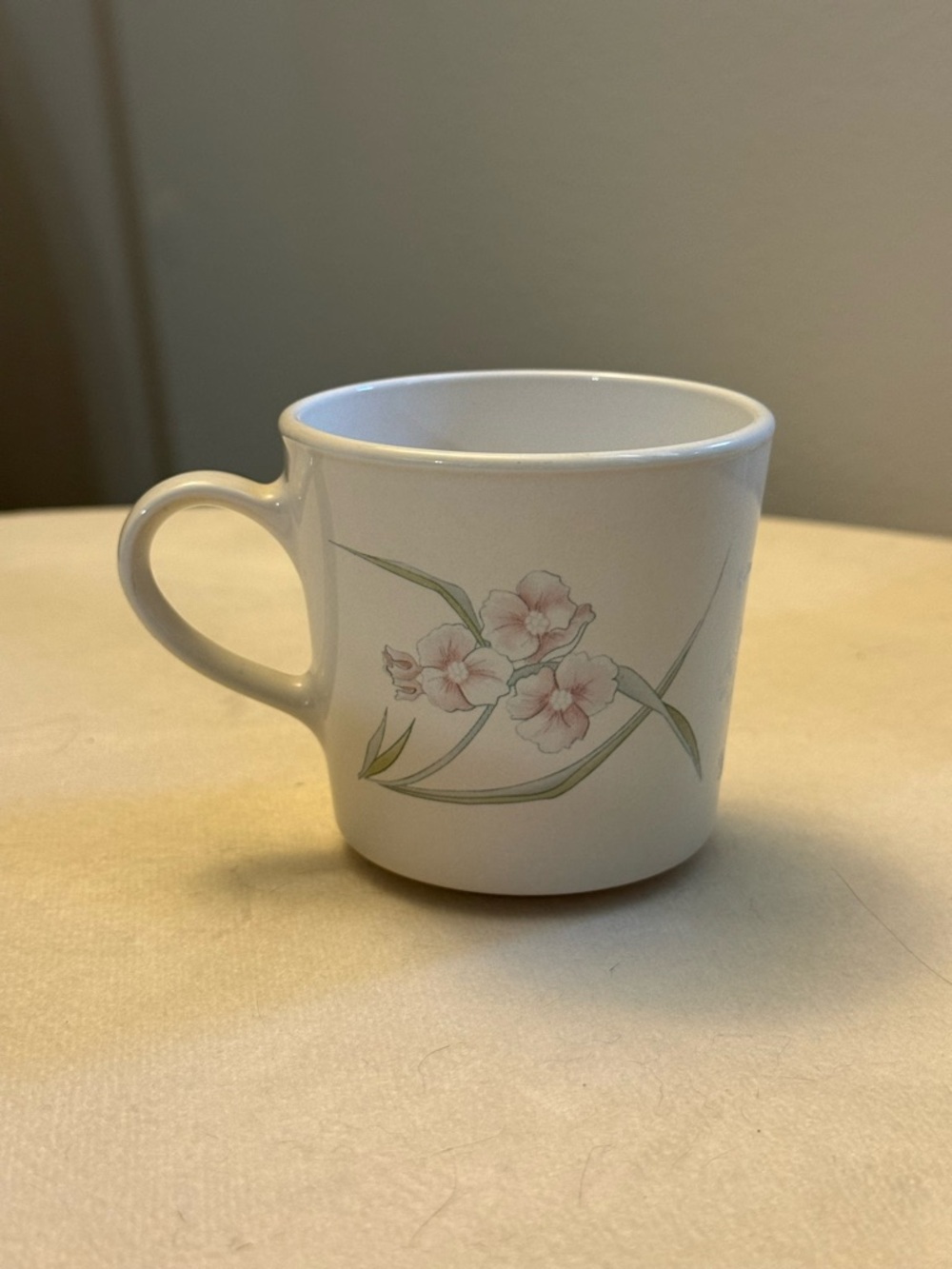 Corelle White Mug with Pink Floral Accent